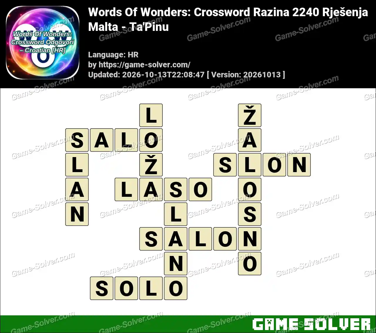 Words Of Wonders: Crossword Razina 2240 Rješenja – Malta – Ta’Pinu